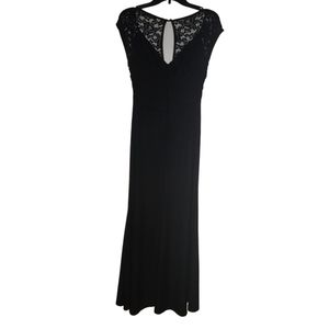 Miusol Deep V Neck Lace Maxi Dress - Small, black